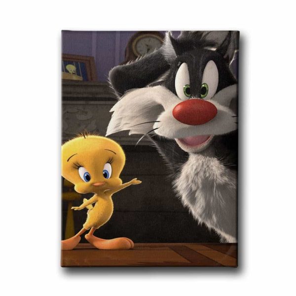 10119_1 Tweety Ve Kedi Cocuk Kanvas Tablo