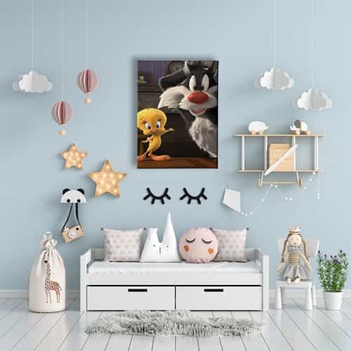 10119_2 Tweety Ve Kedi Cocuk Kanvas Tablo