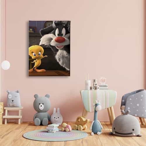 10119_3 Tweety Ve Kedi Cocuk Kanvas Tablo