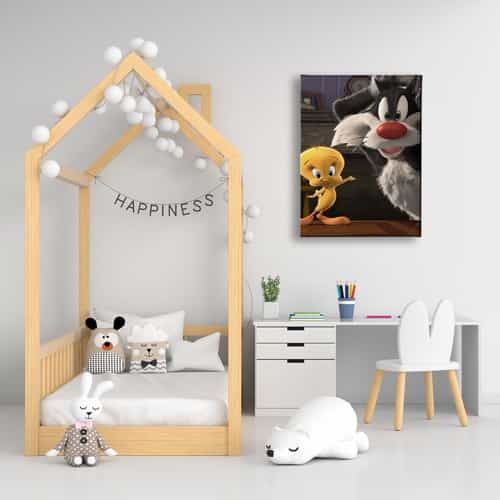 10119_5 Tweety Ve Kedi Cocuk Kanvas Tablo