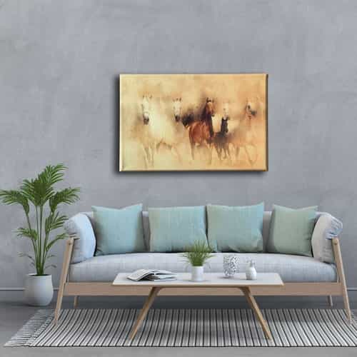 Eskitme Atlar Kanvas Tablo