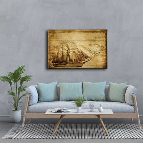 9642_3 Eski Dunya Haritasi Canvas Tablo