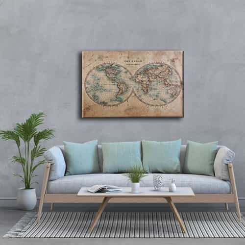 Dunya Haritasi Canvas Tablo