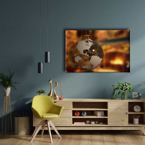 Dunya Haritali Lamba Canvas Tablo