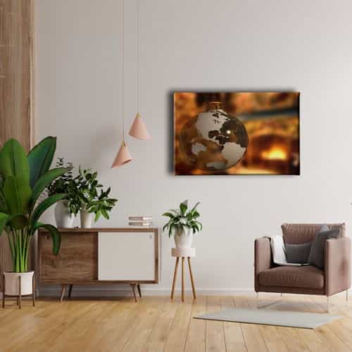 Dunya Haritali Lamba Canvas Tablo