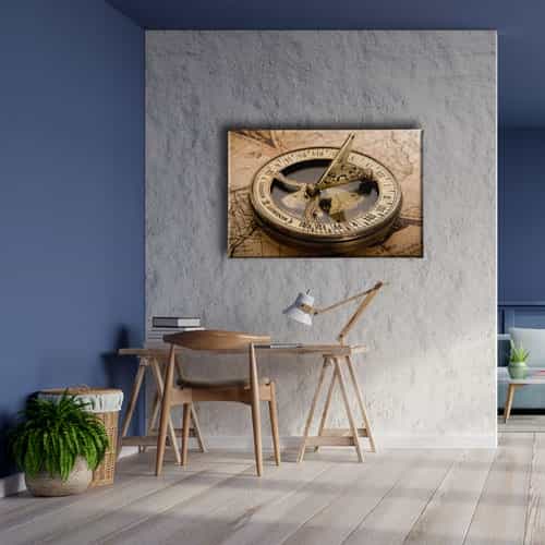 Eski Pusula Ve Harita Canvas Tablo