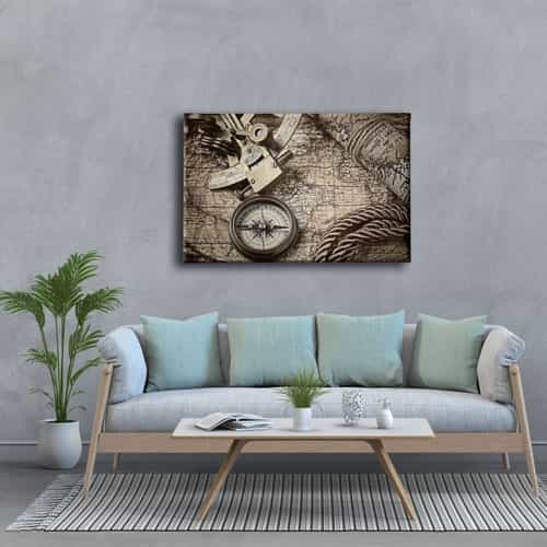 9657_3 Nostaljilk Harita Canvas Tablo