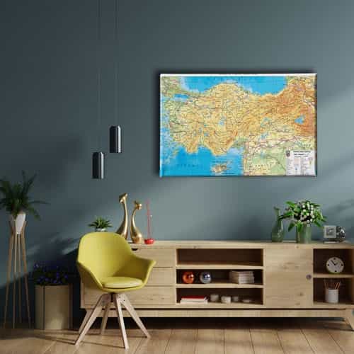 9662_2 Turkiye Fiziki Haritasi Canvas Tablo