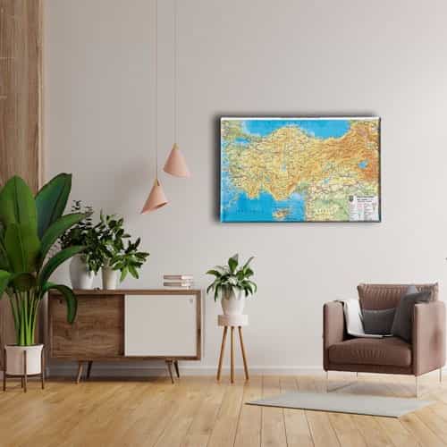 9662_4 Turkiye Fiziki Haritasi Canvas Tablo