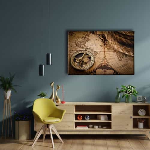9663_2 Nostaljik Haritlar Canvas Tablo