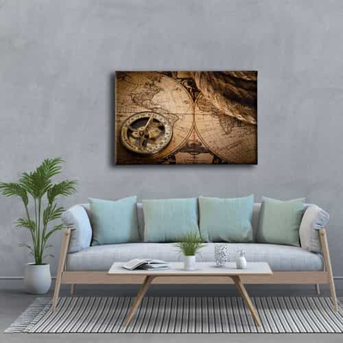 9663_3 Nostaljik Haritlar Canvas Tablo