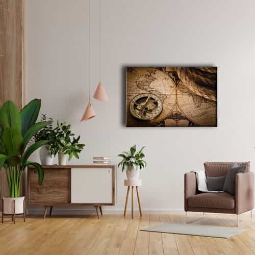 9663_4 Nostaljik Haritlar Canvas Tablo