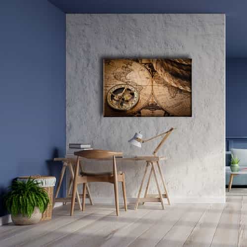 9663_5 Nostaljik Haritlar Canvas Tablo