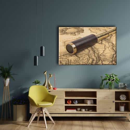 9667_2 Durbun Ve Harita Canvas Tablo