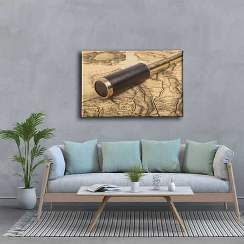 9667_3 Durbun Ve Harita Canvas Tablo