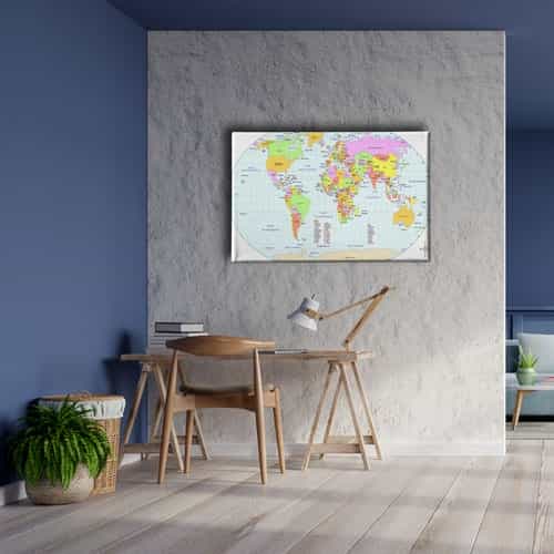 9674_5 Dunya Siyasi Haritasi Canvas Tablo