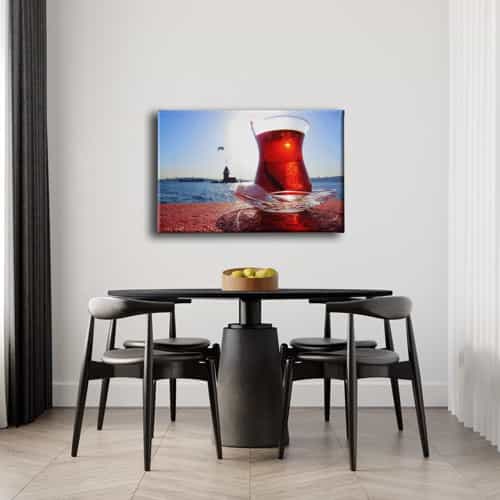 9754_5 Kiz Kulesi Cay Kanvas Tablo